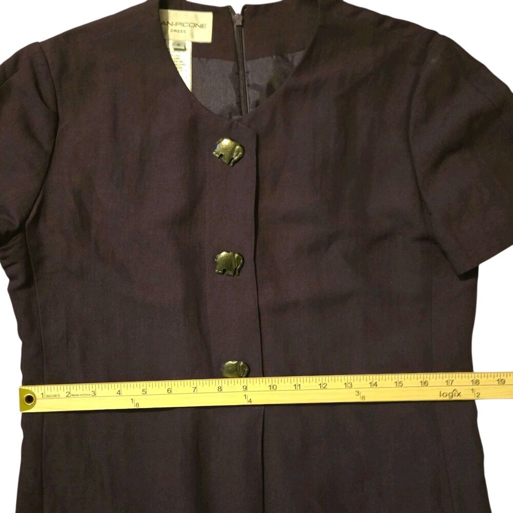Evan-Picone Linen Blend Dress VTG 6 Elephant Buttons Dark Academia Witchy - Picture 8 of 10